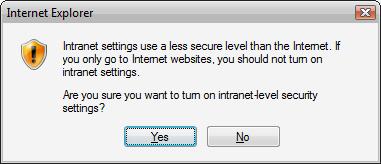 Intranet Level Security Settings